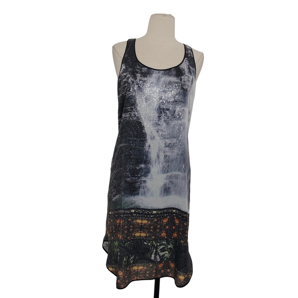 Clover Canyon Sequin Slip Dress Sz M Abstract Sleeveless Shimmery Party Club